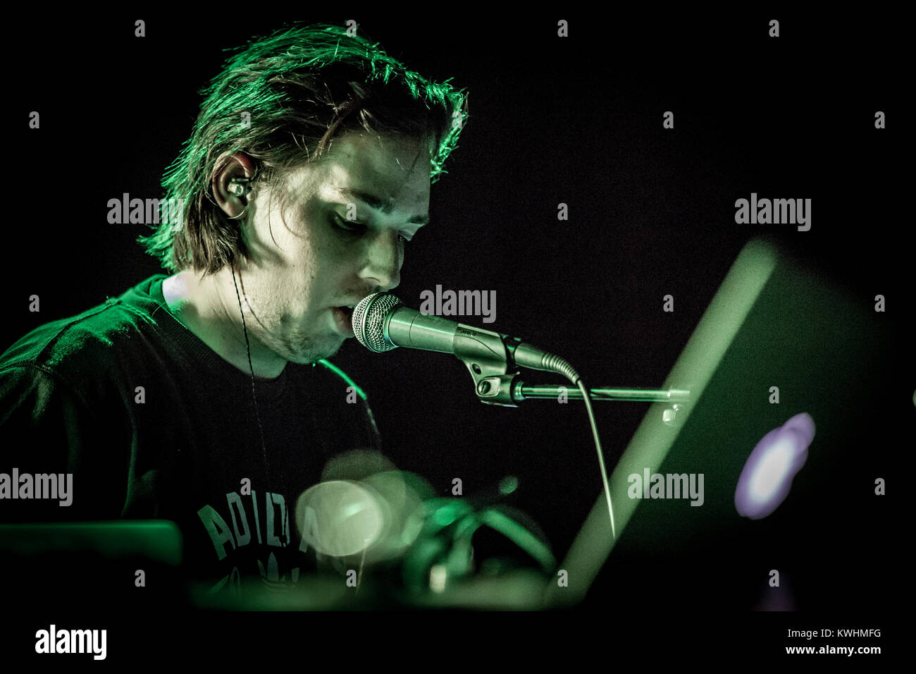 The Danish electronic musician and music producer Nick Kold Eriksen is better known by his stage name Taragana Pyjarama and here performs a live concert at Forbrændningen near Copenhagen. Denmark 21/03 2015. Stock Photo