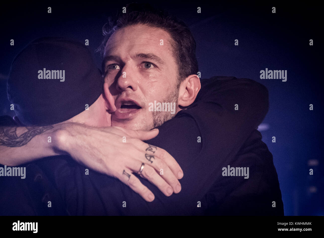 The Norwegian punk rock band The Dogs performs a live concert at BETA in Copenhagen. Here vocalist Kristopher Schau is seen live on stage. Denmark, 10/02 2017. Stock Photo
