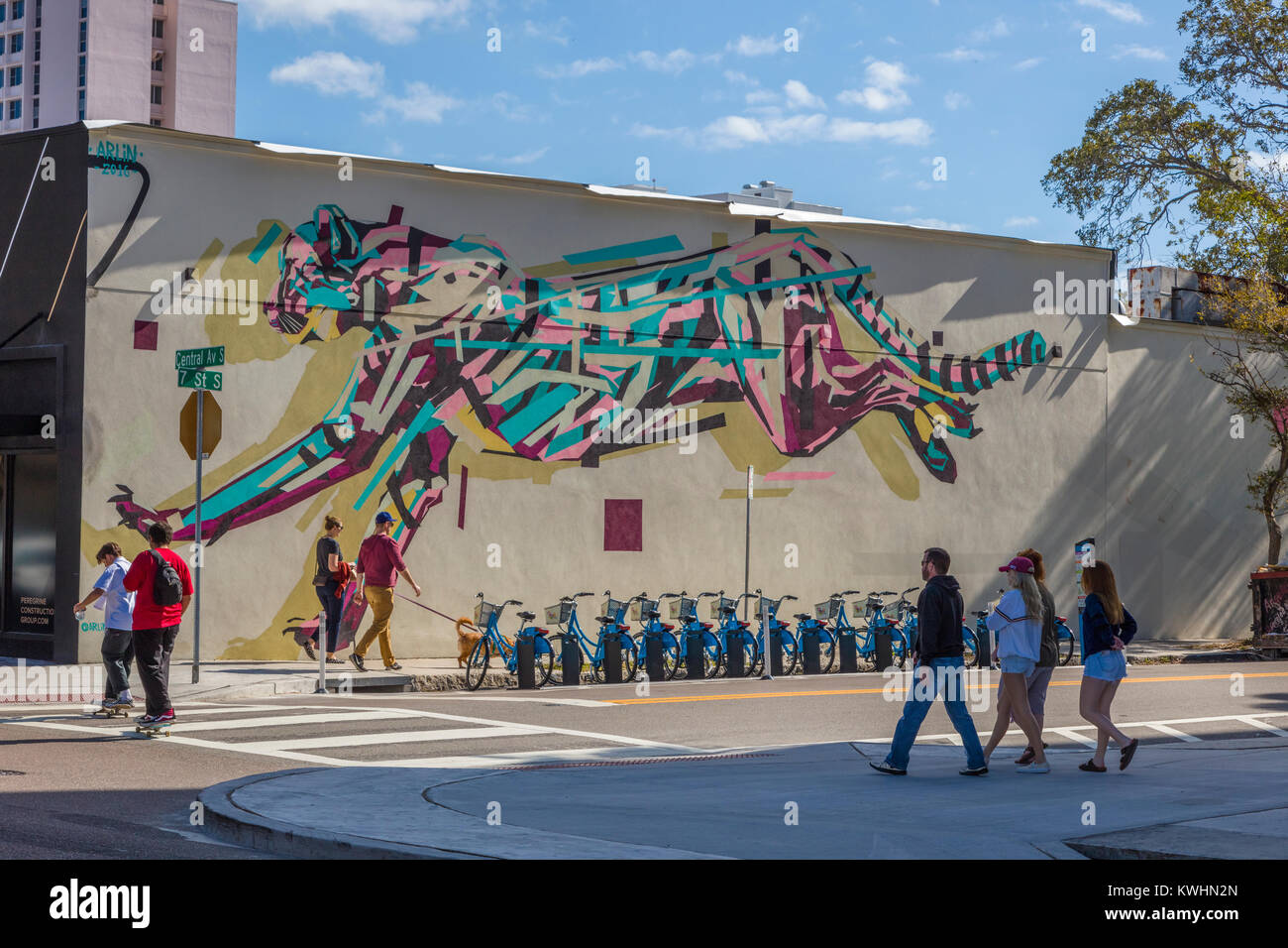 Wall mural in the Central Arts District of St Petersburg Florida, United States Stock Photo