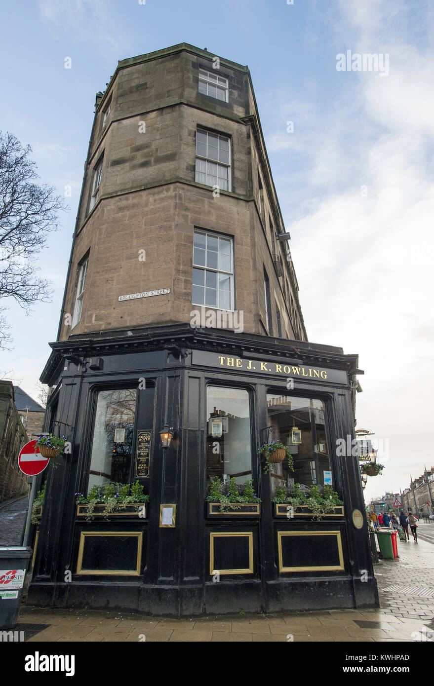 The Conan Doyle pub in Broughton Street, Edinburgh has been temporarily re-named the J. K Rowling after the Harry Potter author. Stock Photo