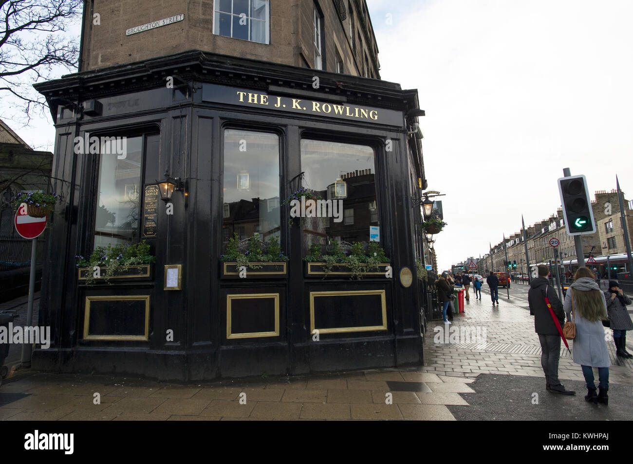 The Conan Doyle pub in Broughton Street, Edinburgh has been temporarily re-named the J. K Rowling after the Harry Potter author. Stock Photo