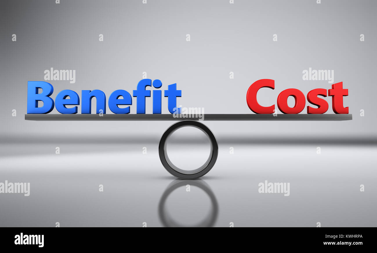 Benefit cost business and financial project management concept 3D illustration. Stock Photo
