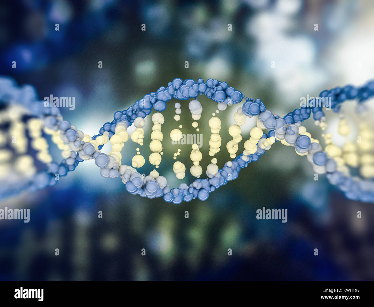 Digital illustration of a DNA model on science background. 3D rendering ...