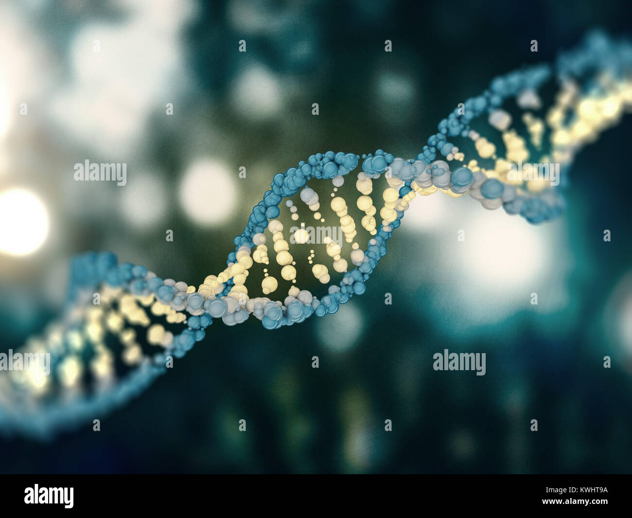 Digital illustration of a DNA model on science background. 3D rendering ...