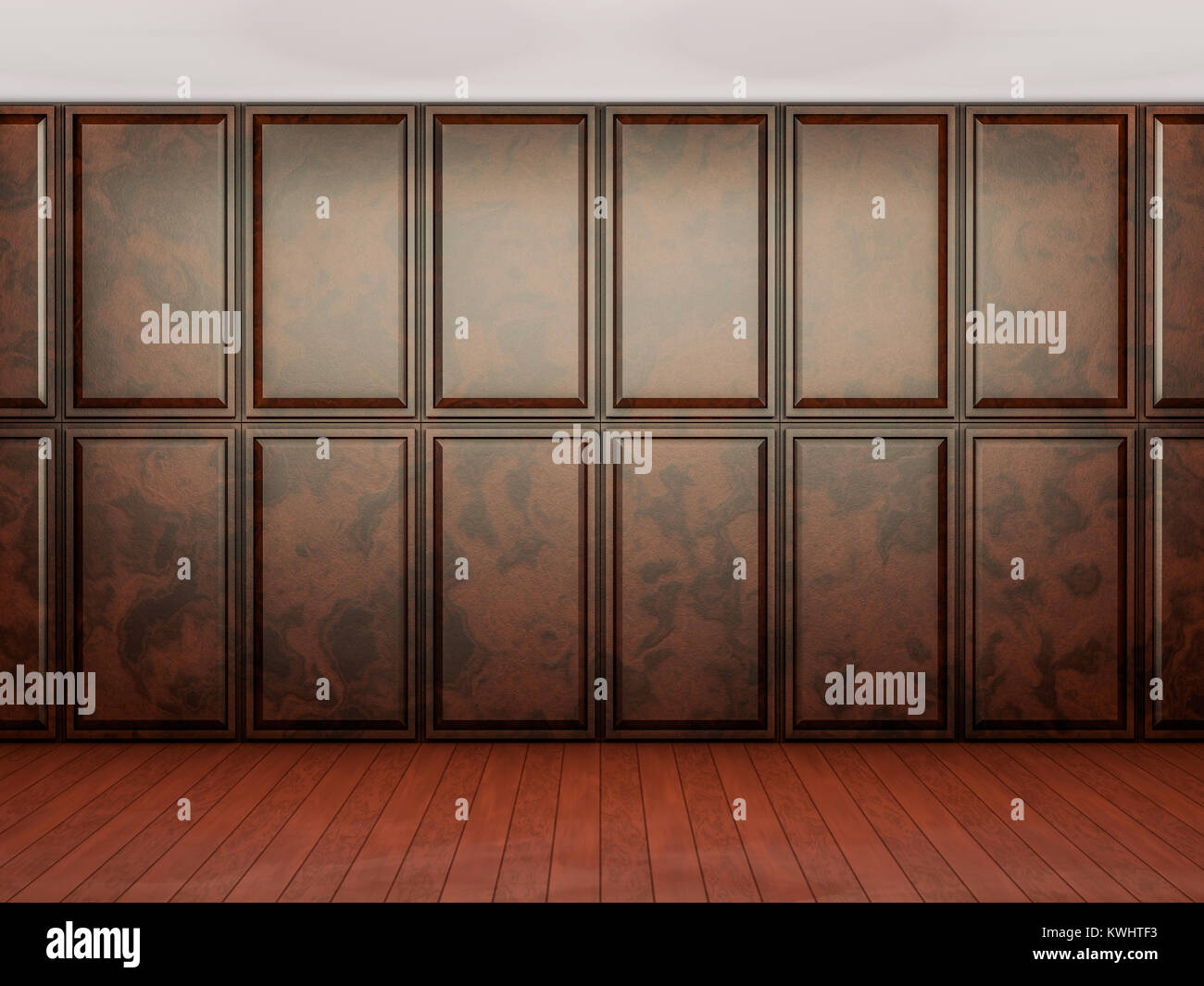 Empty Interior Background Room With Brown Wood Paneling Wall And