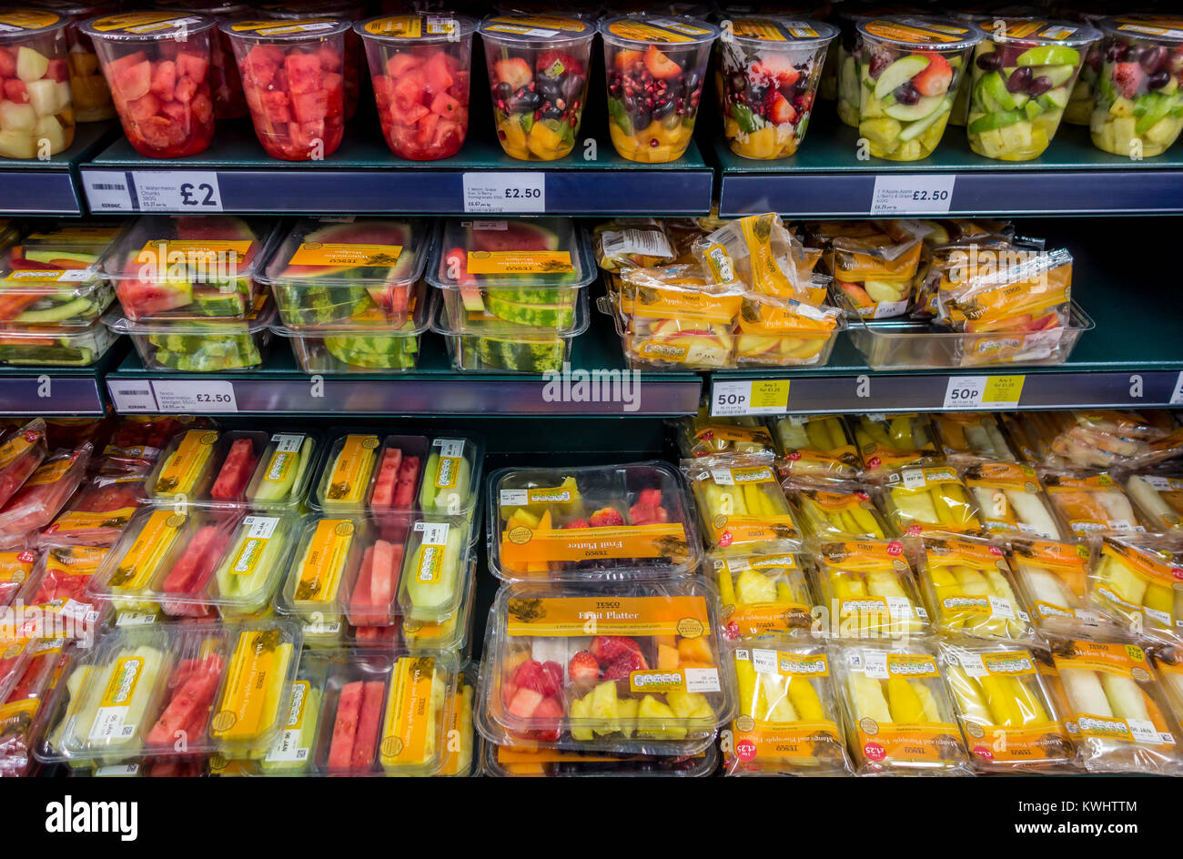 Supermarket fresh packaged fruit Stock Photo