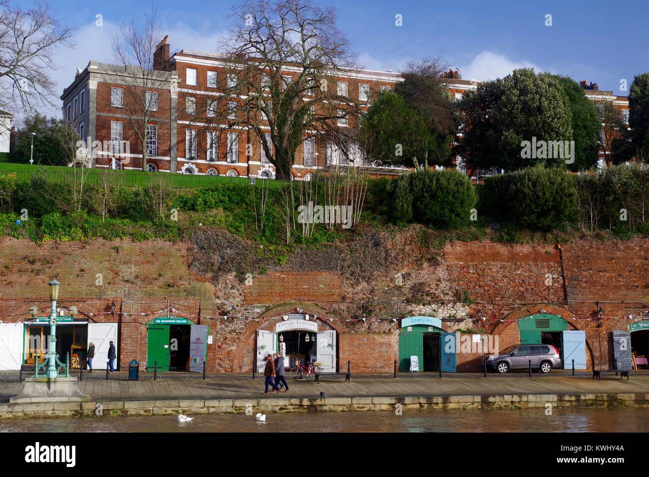 Craft Cellar Shops at Exeter Quay beneath Colleton Crescent