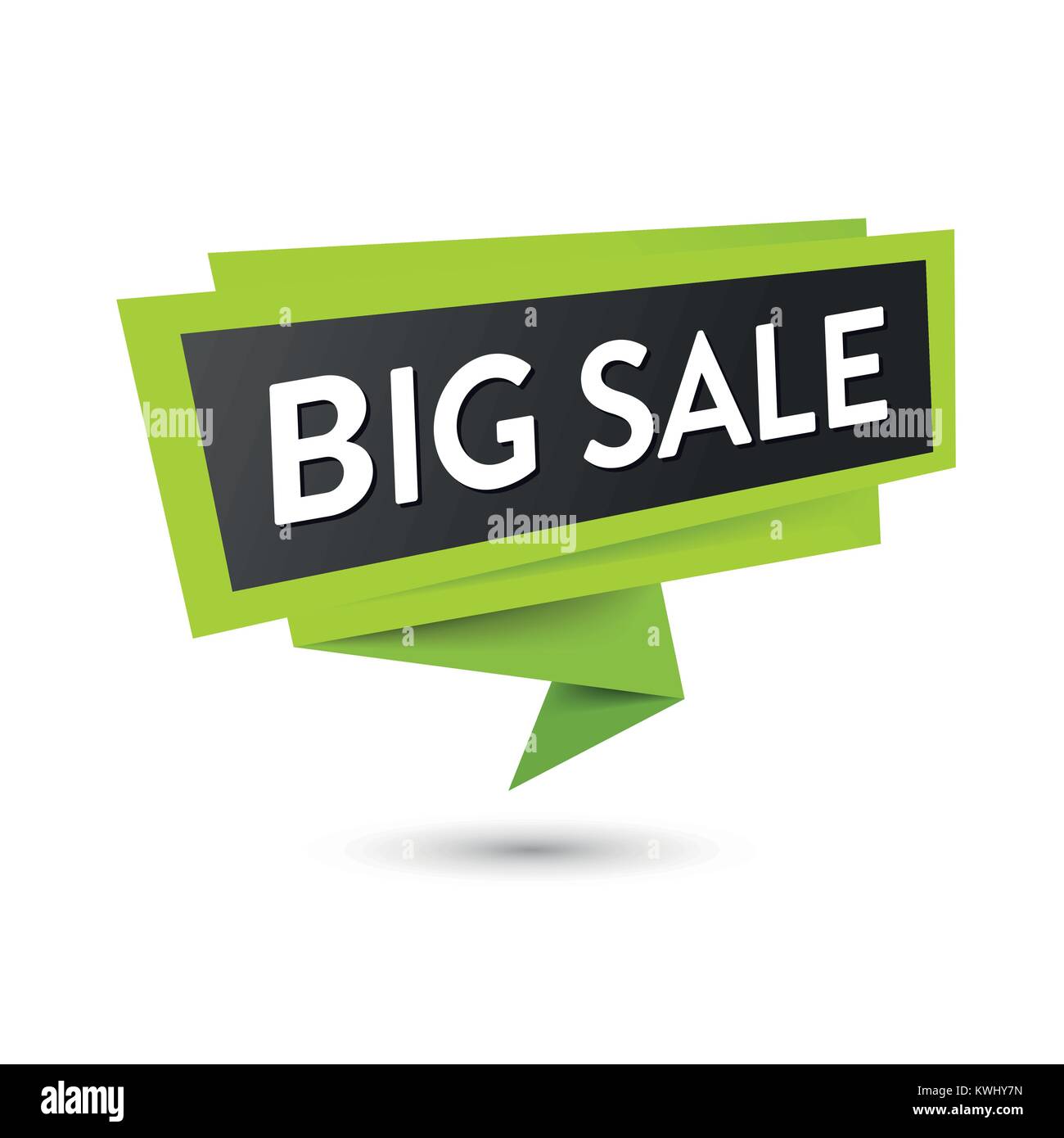 Sale label banner, black and green colored. Vector icon isolated on white. Stock Vector