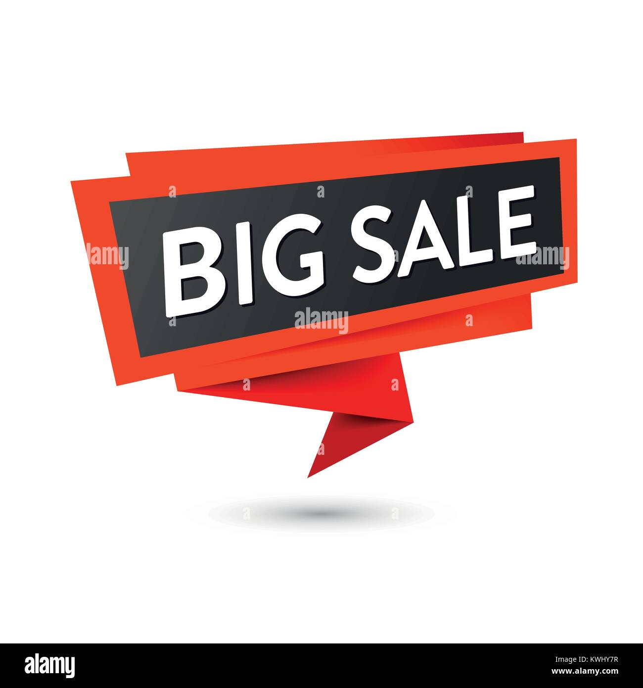 Sale label banner, black and red colored. Vector icon isolated on white. Stock Vector