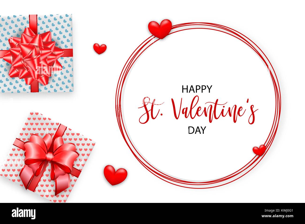 Card Valentines Day gift bow Stock Vector