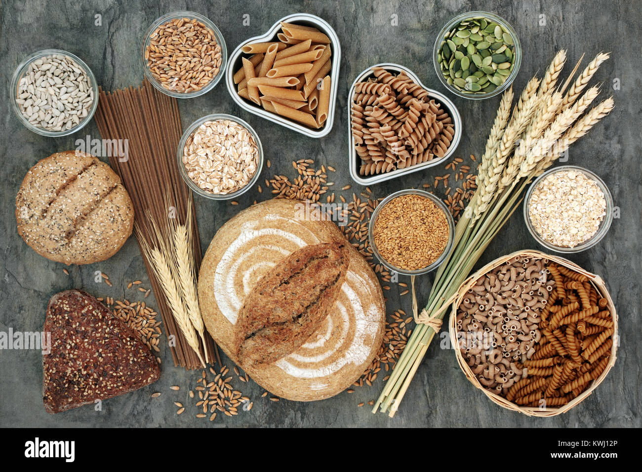 High fibre health food concept with multi seed whole grain bread loaf