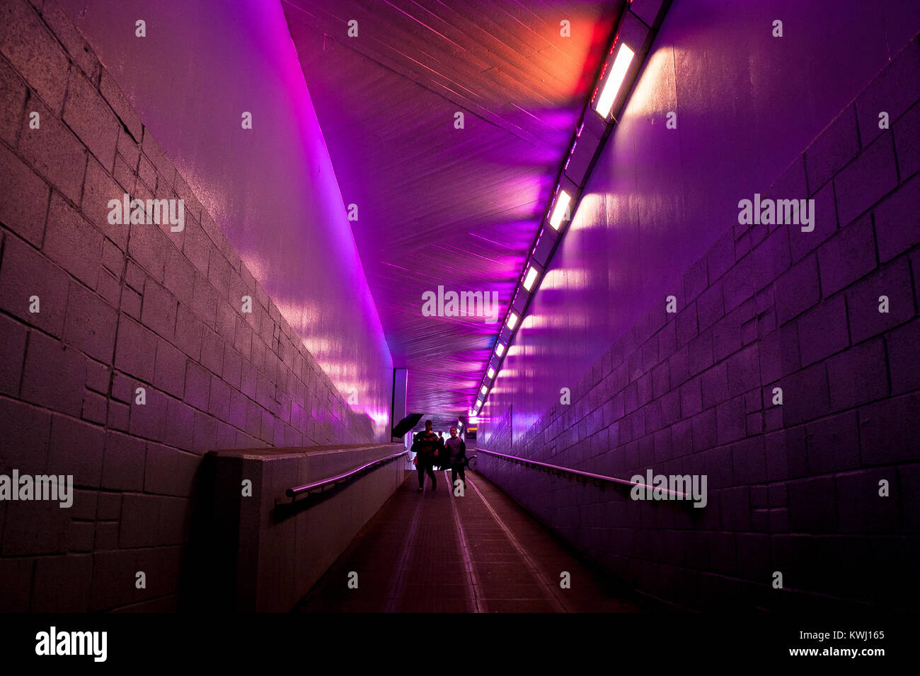 Very colorful tunnel underneath Waterloo station Stock Photo