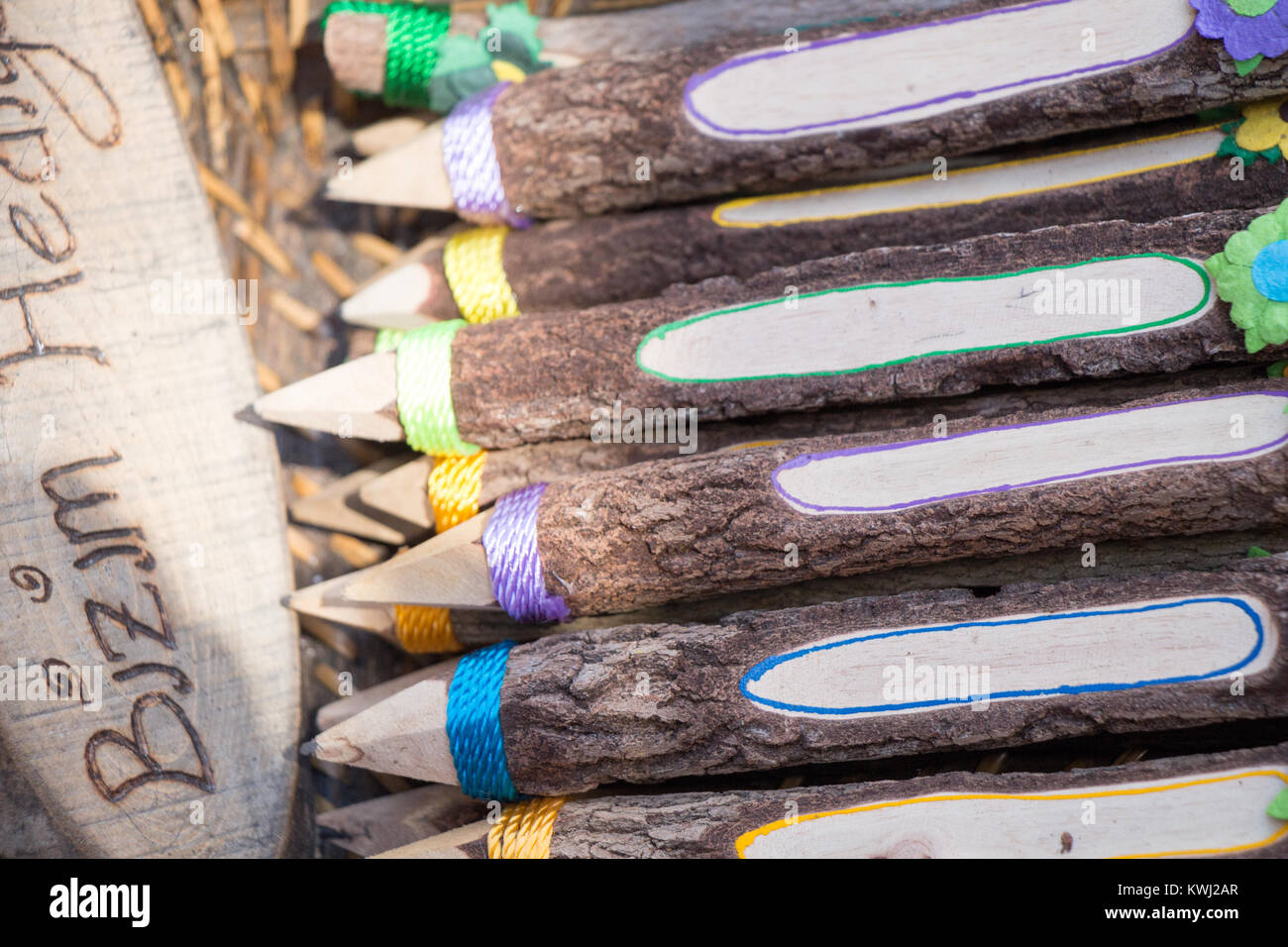 Color pencil made from real stick wood Stock Photo - Alamy