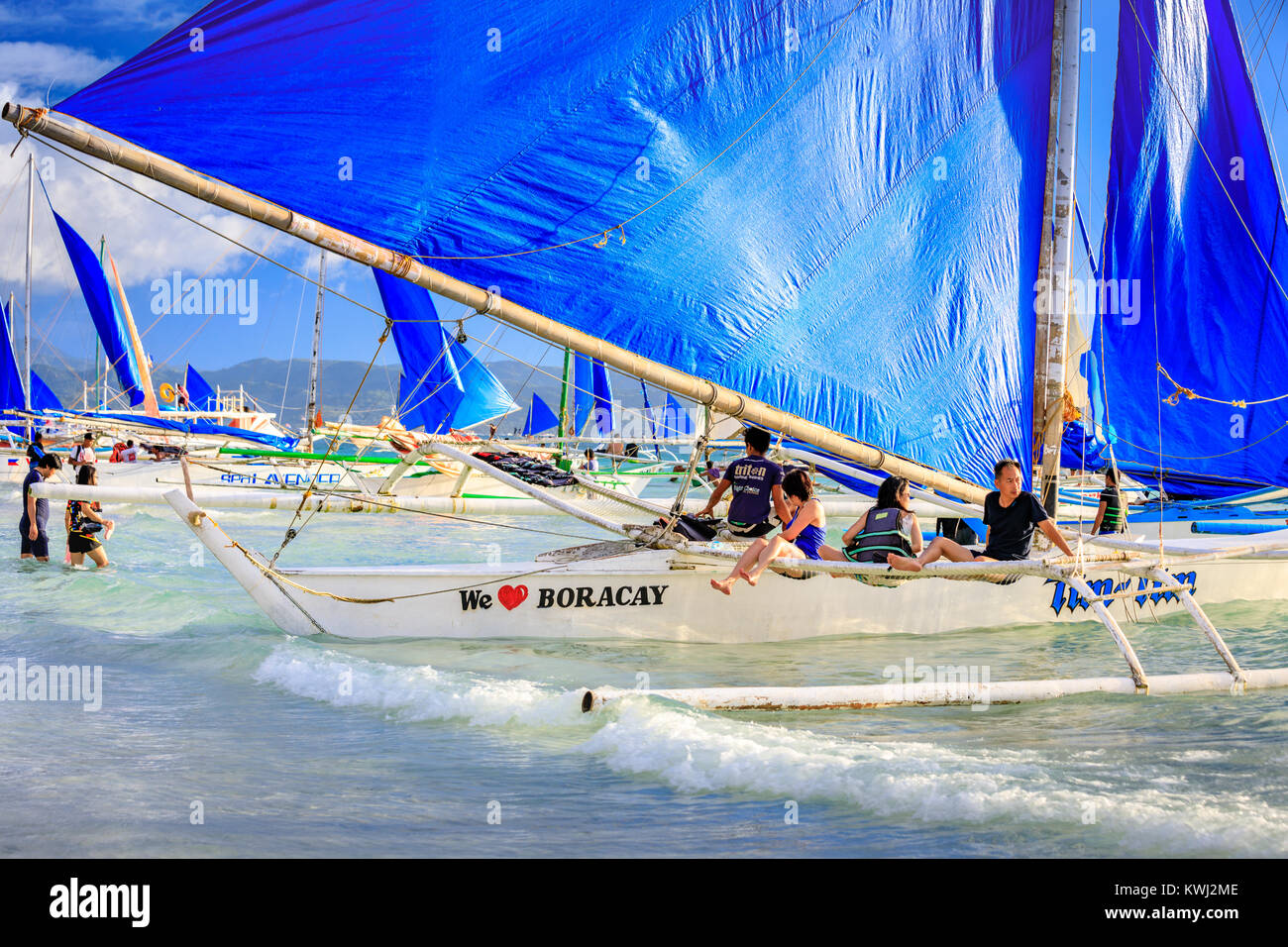 Crowded beach on island boracay hi-res stock photography and images - Alamy