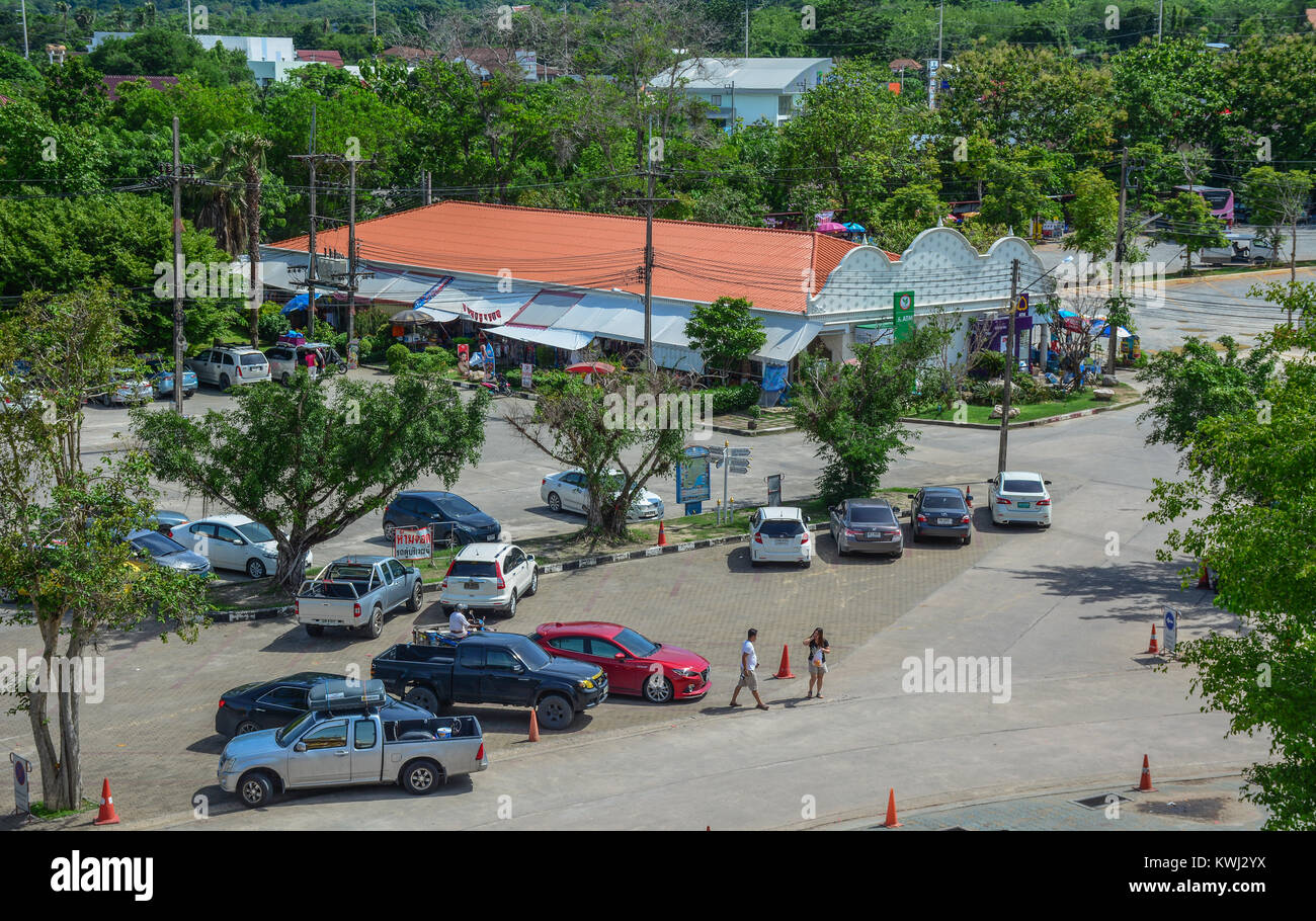 Phuket, Thailand Jun 19, 2016. Car parking lot of Wat Chalong in