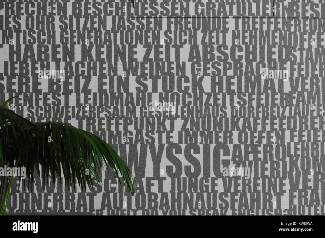 Abstract random German words wallpaper related to/describing hotel or restaurant environment. Stock Photo