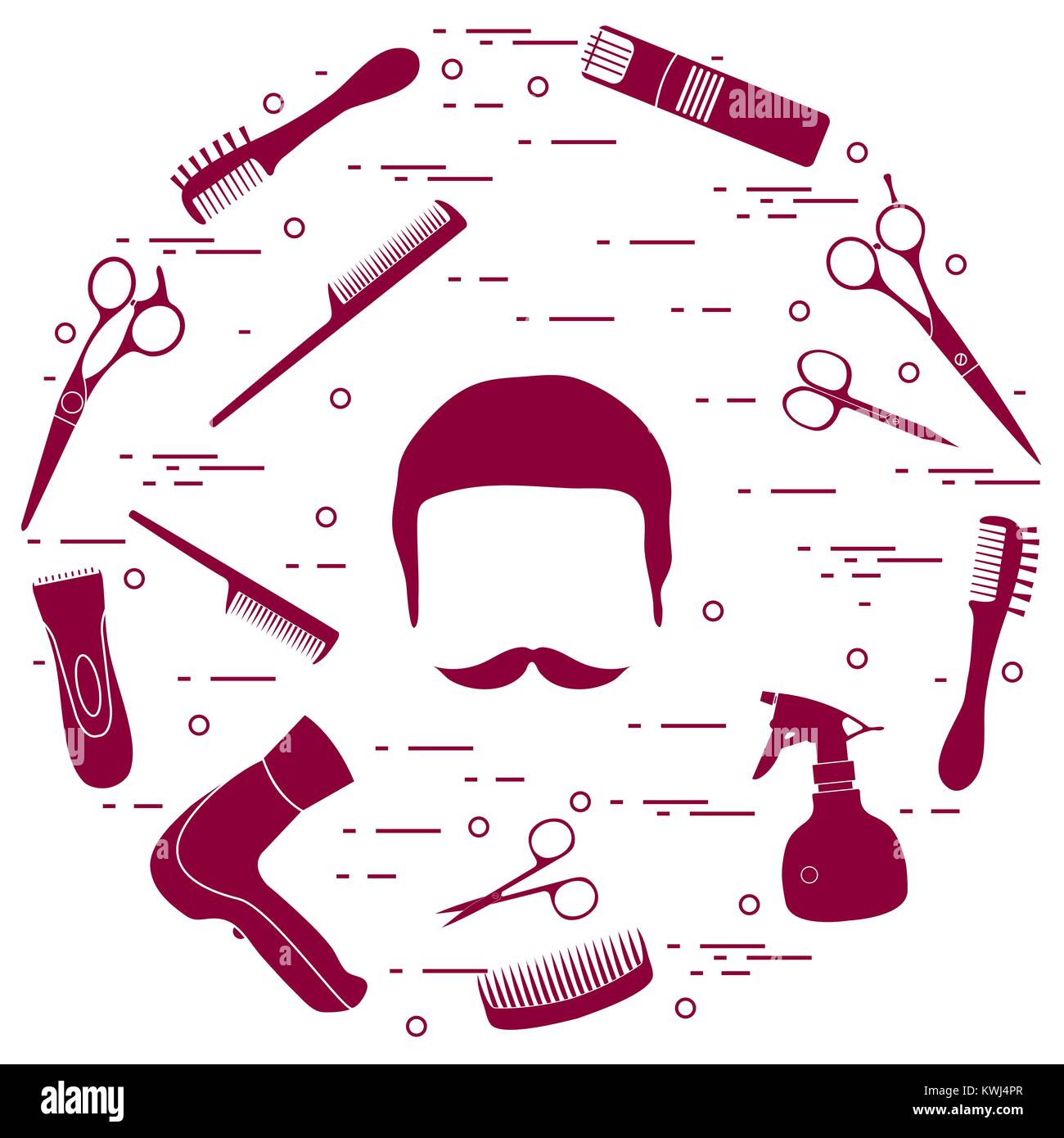 Illustration Of Men Hairstyles Beards And Mustaches