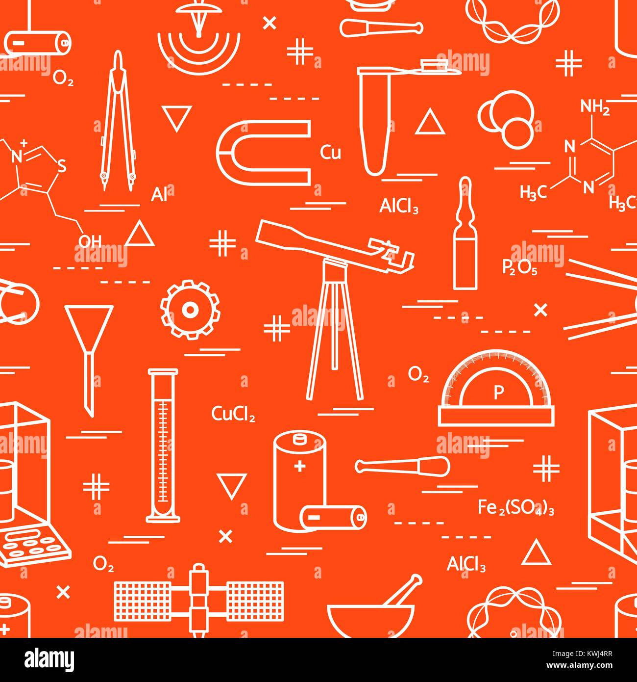 Seamless pattern with variety scientific, education elements: dividers ...