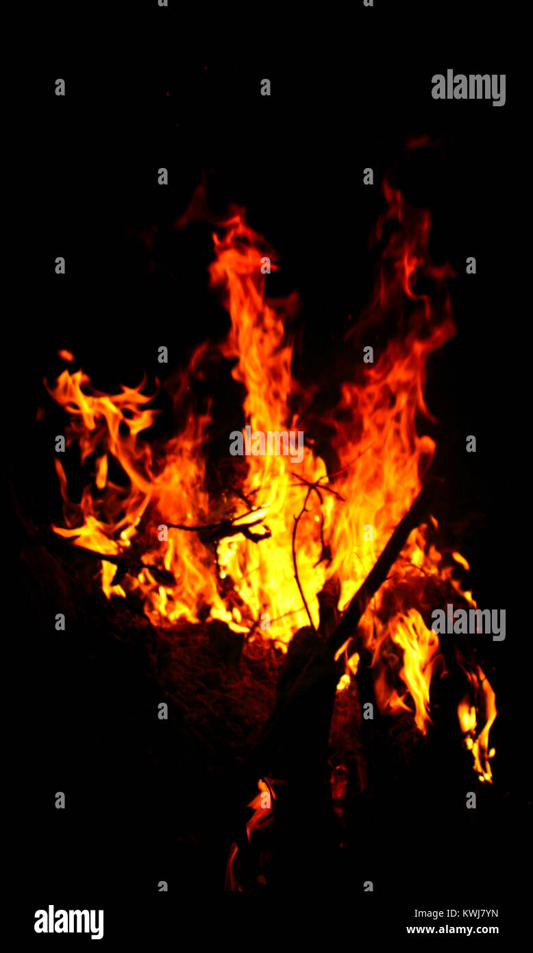 Hot flames in the heart of fire Stock Photo