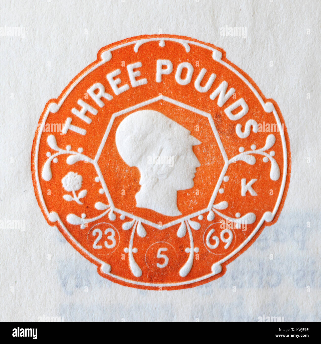 Old Inland Revenue embossed stamps on paper Stock Photo Alamy