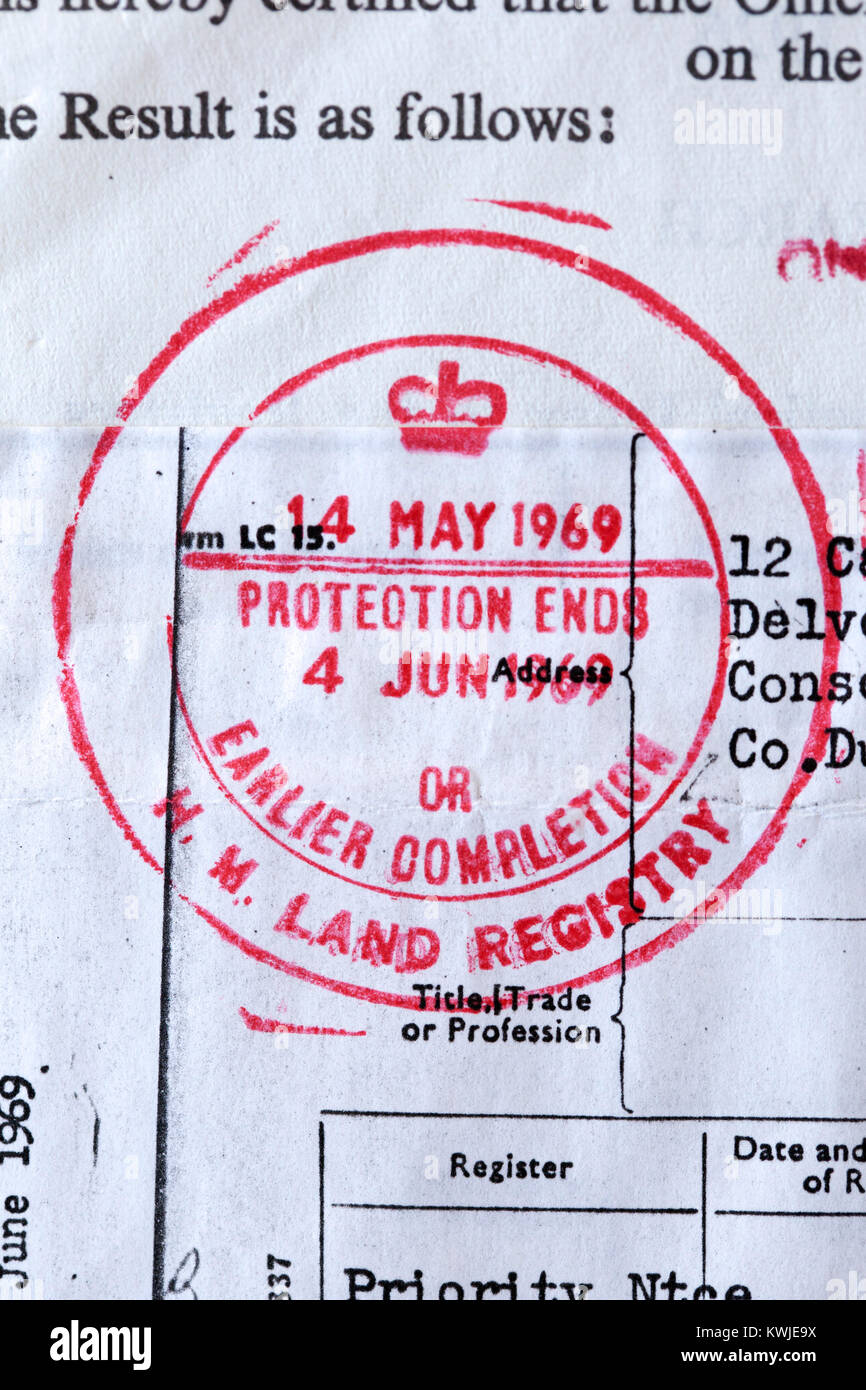 Old H.M. Land Registry stamp 1969 Stock Photo - Alamy