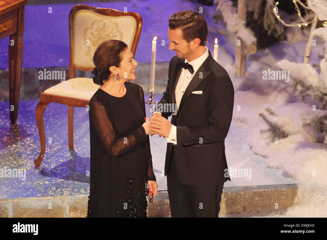 Florian Silbereisen presenting TV show 'Adventsfest der 100.000 Lichter' in Suhl.  Featuring: Hannelore Elsner, Florian Silbereisen Where: Suhl, Germany When: 03 Dec 2017 Credit: Becher/WENN.com Stock Photo