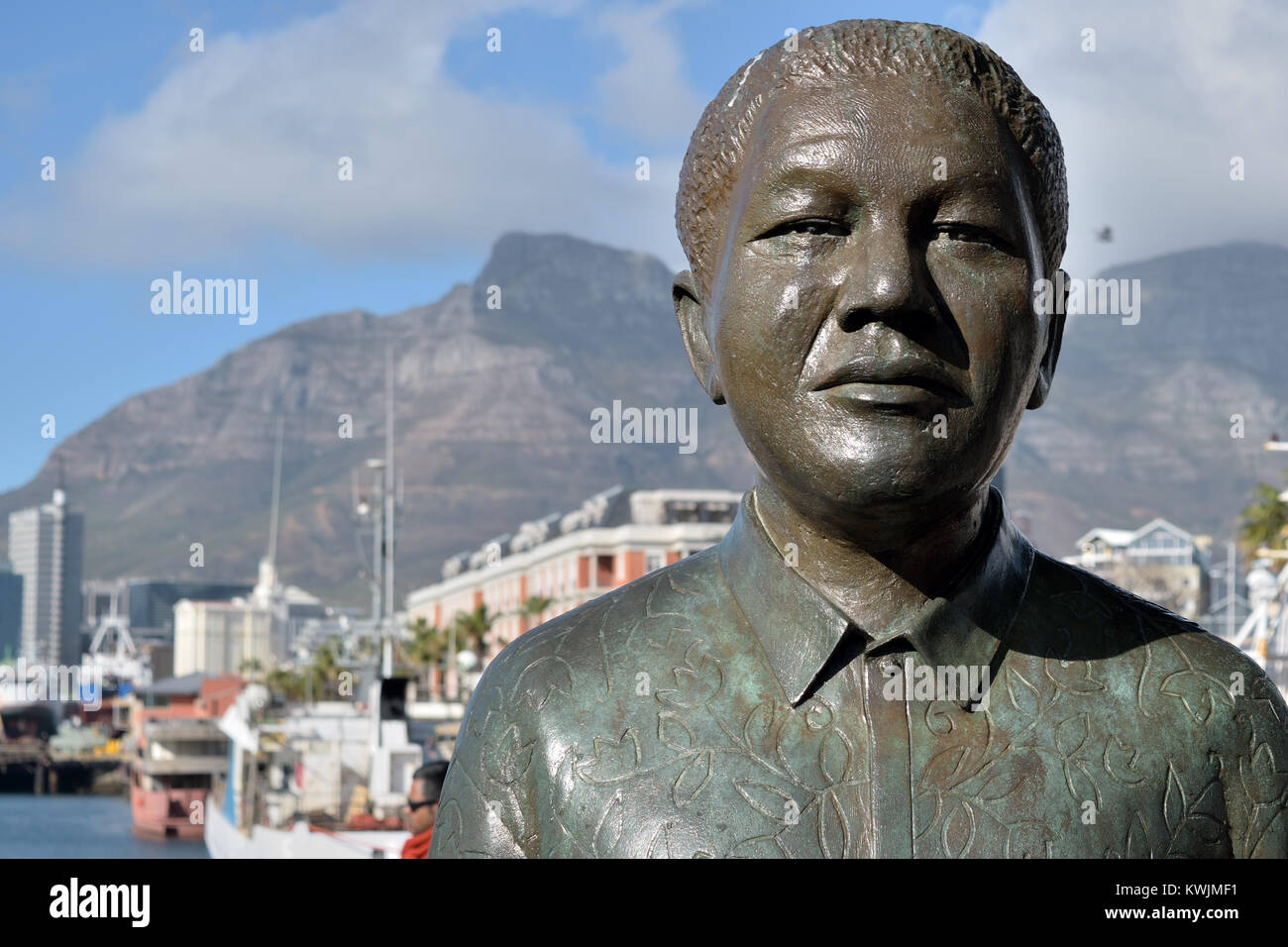 Statue of President Nelson Mandela in Cape Town, South Africa Stock