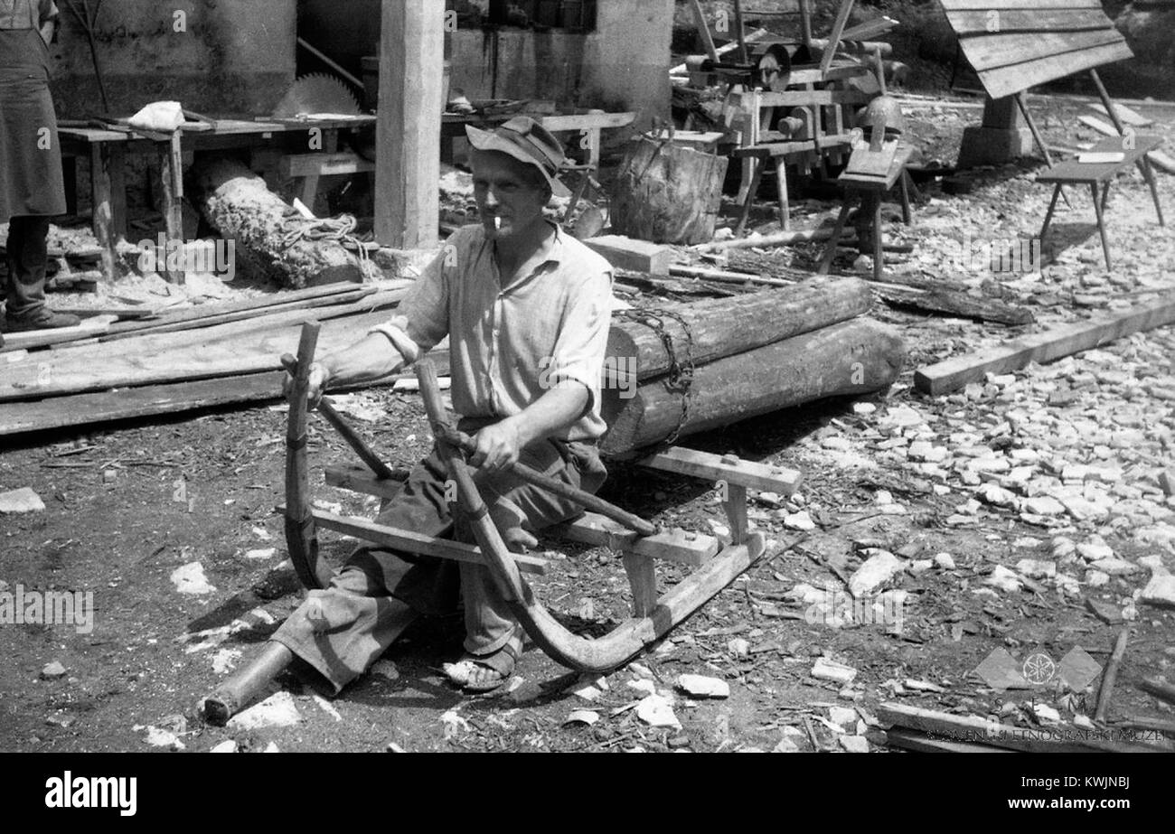 Zgornji Brezen, (samotiž) sani za prevoz lesa 1963 Stock Photo
