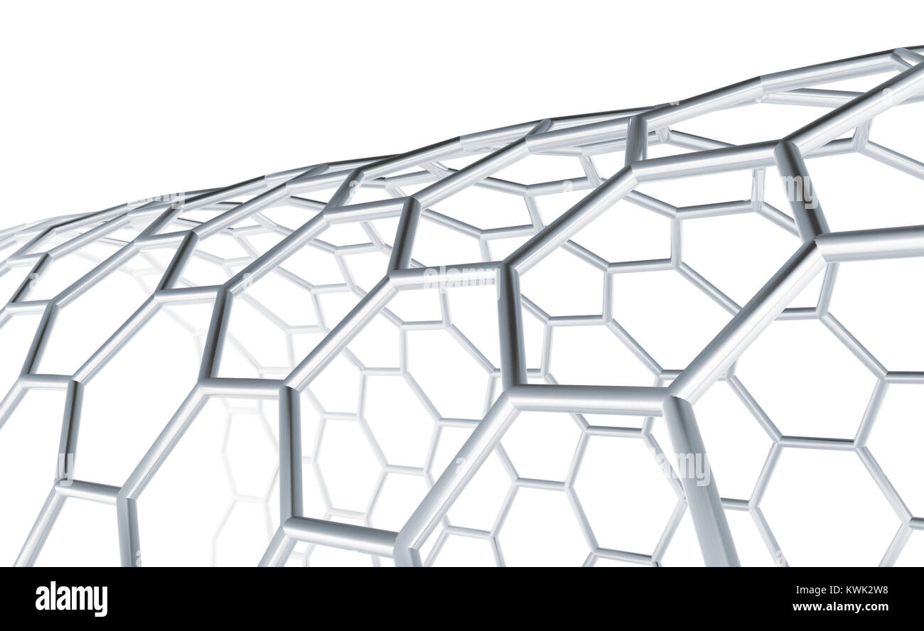 Hexagonal molecular structure, lattice isolated on white, 3d render Stock Photo