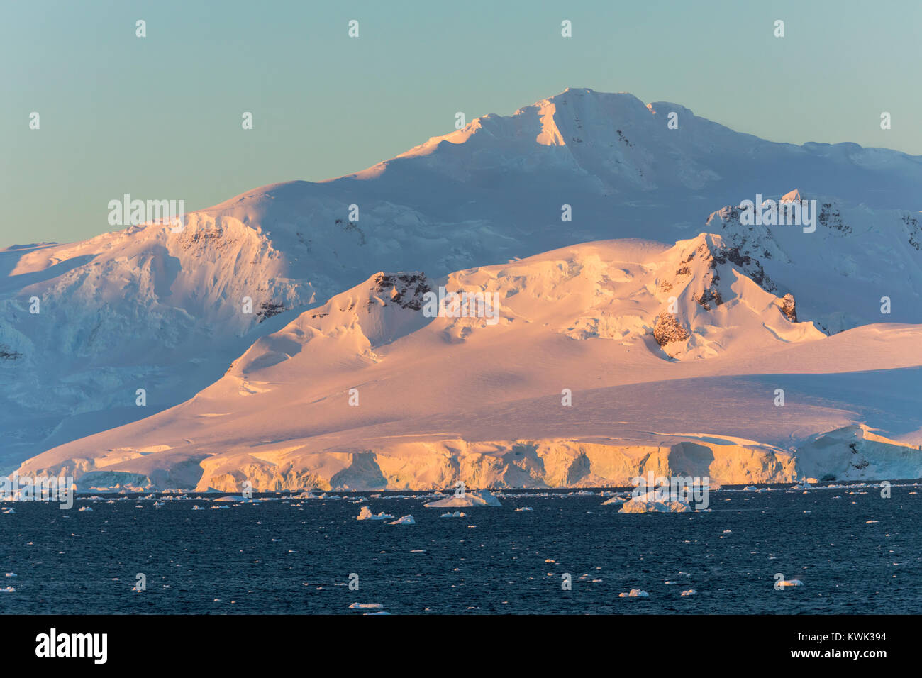 Sea ice & icebergs; Antarctica landscape; Rongé Island; Arctowski Peninsula Stock Photo