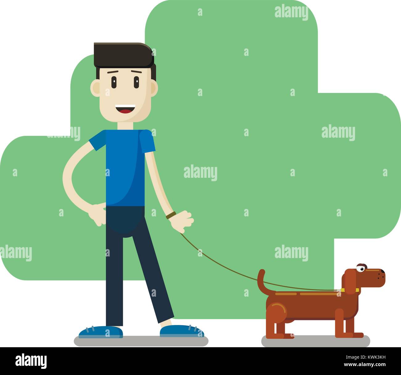 Boy walking with a dog Stock Vector Image & Art - Alamy