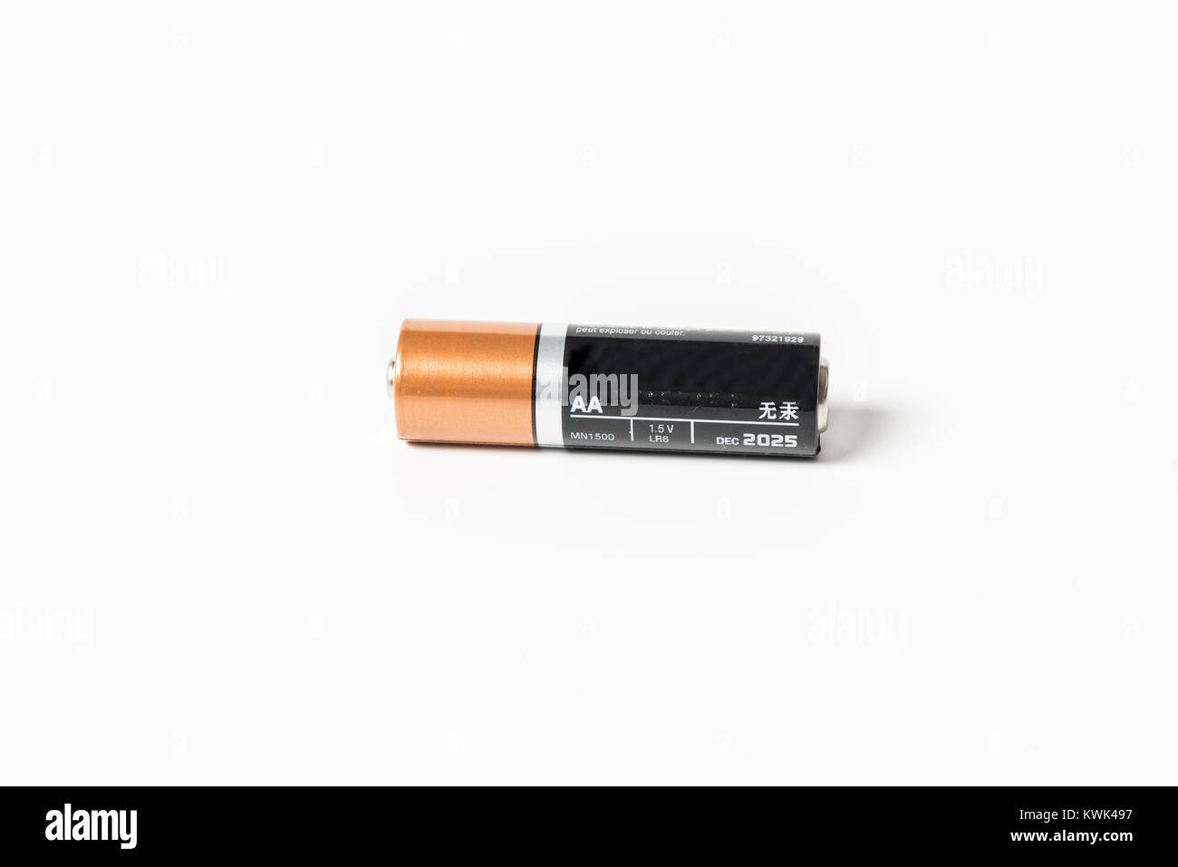 AA battery on white background Stock Photo