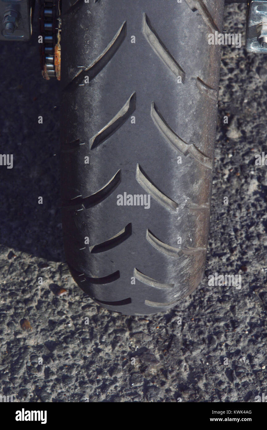 used motorcycle tires on the road Stock Photo Alamy