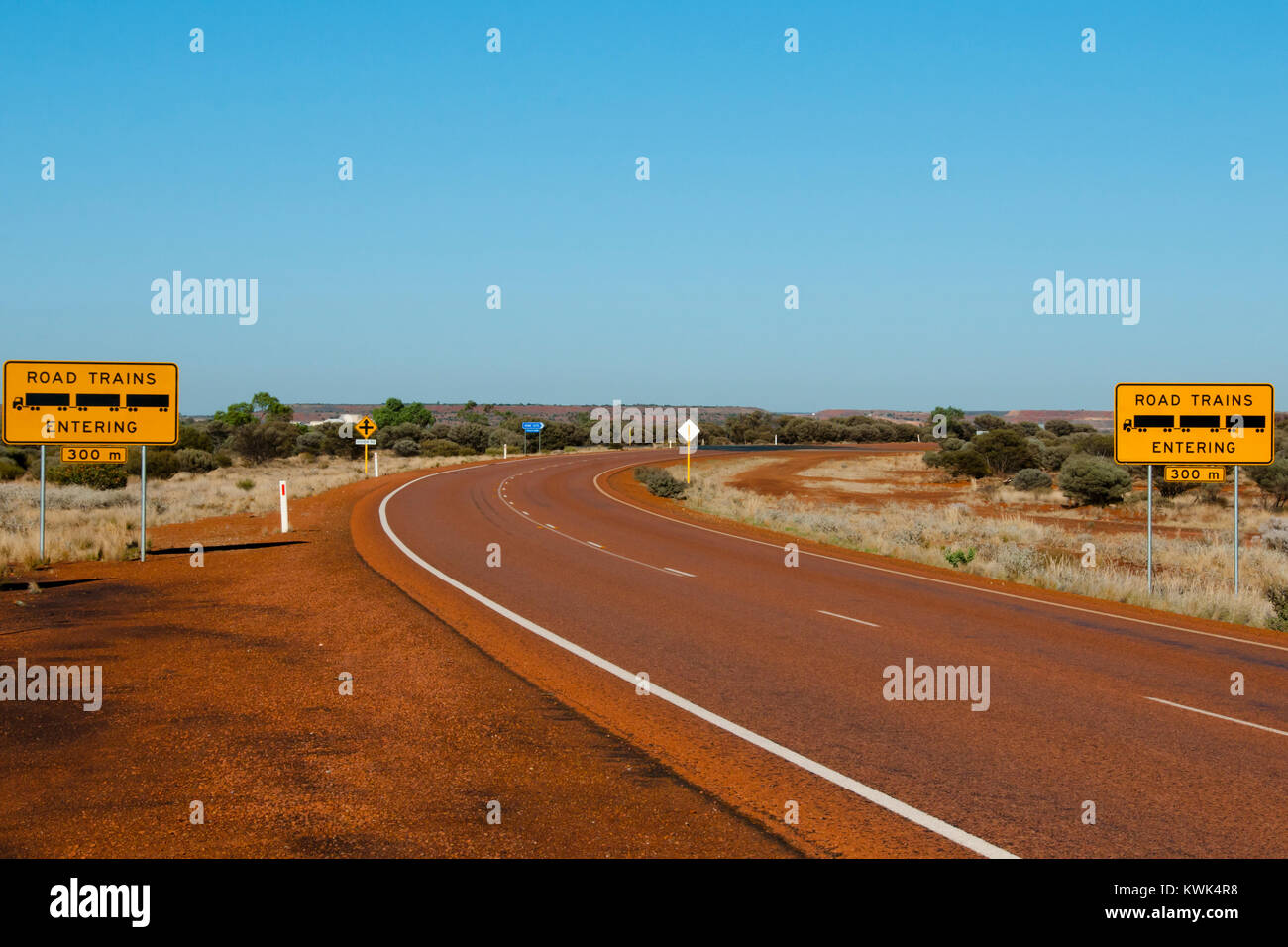 Road Trains Sign - Australia Stock Photo