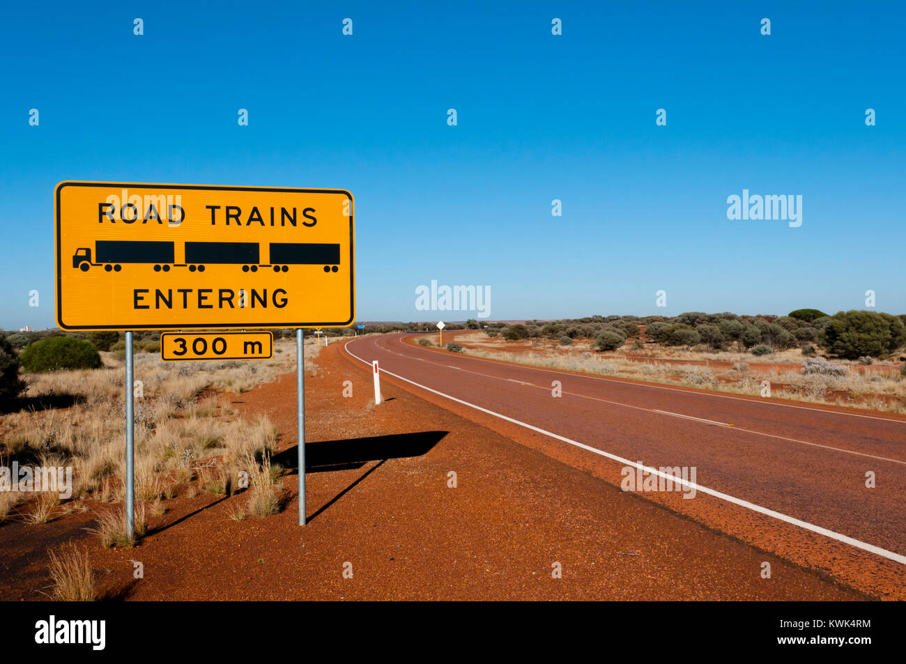 Road Trains Sign - Australia Stock Photo
