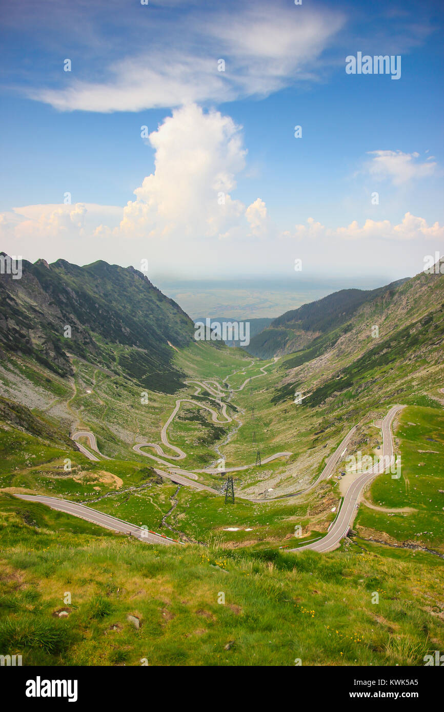 Panoramic view of Transfagarasan road in Romania in the summer Stock Photo
