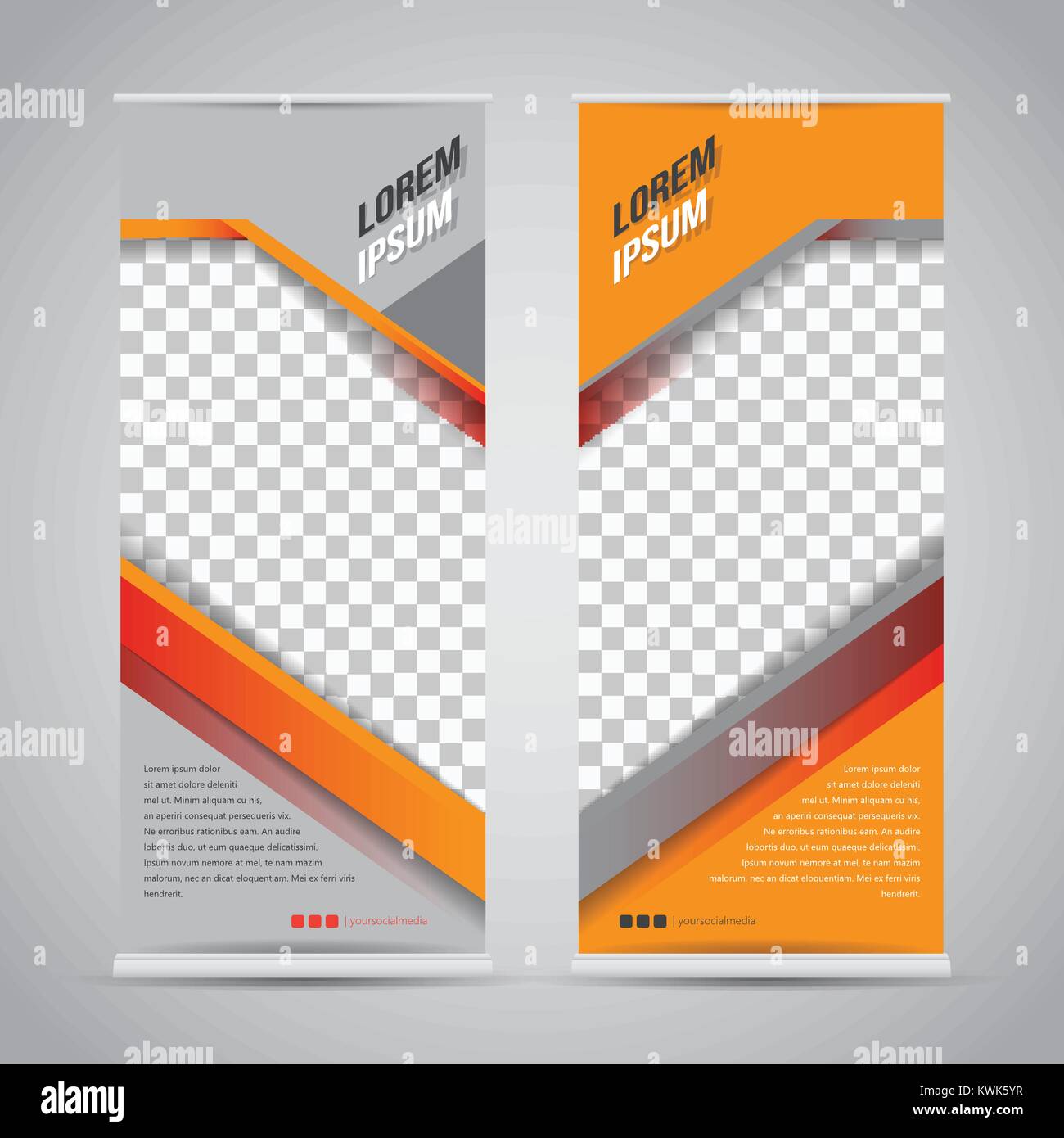 Twin Roll Up Banner Stand Design Template Vector Eps10 Stock