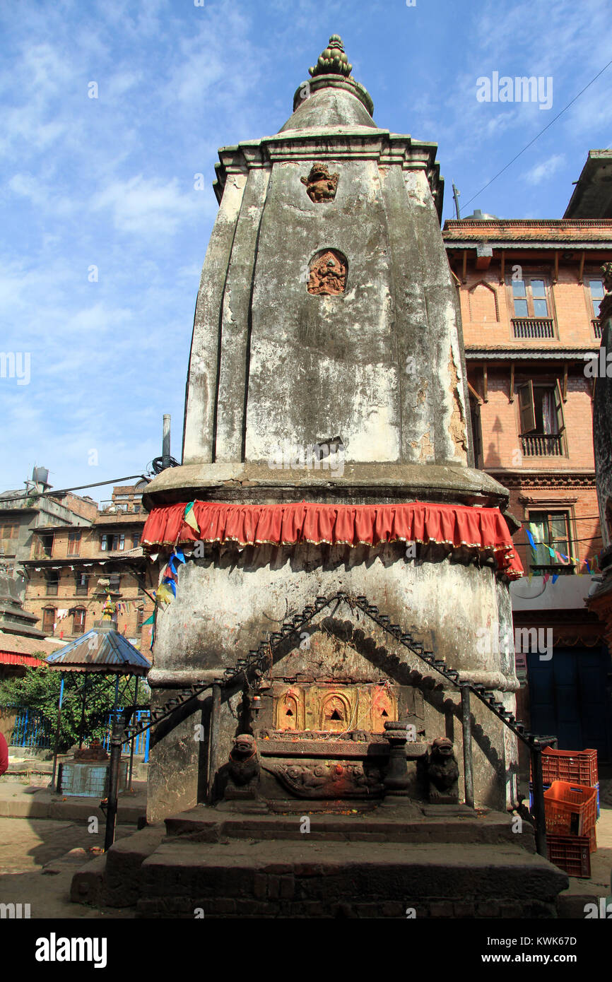 Buddhist stupa in the inner yard of house in Bhaktapur, Nepal Stock ...