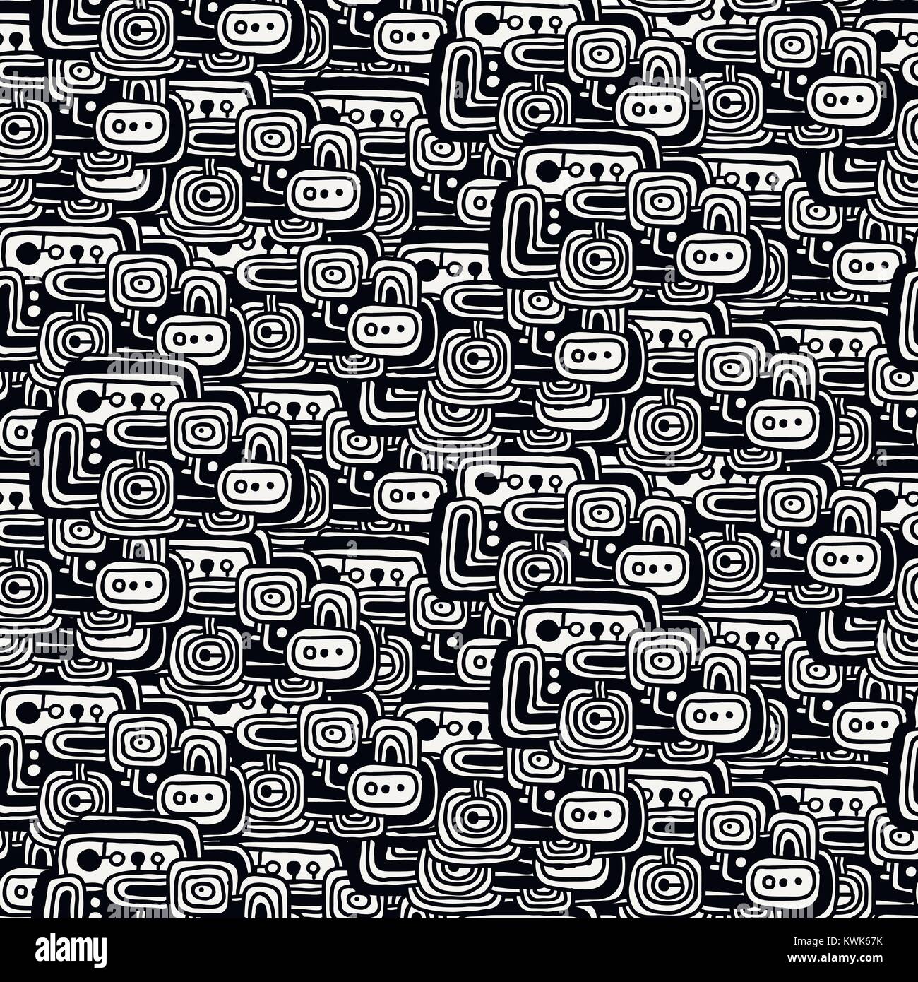 Vector drawing halftone seamless texture. Hand-drawn abstract pattern ...