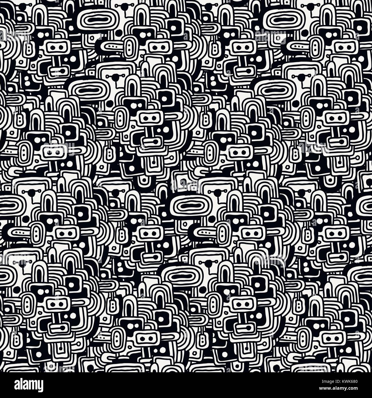 Vector drawing halftone seamless texture. Hand-drawn abstract pattern ...