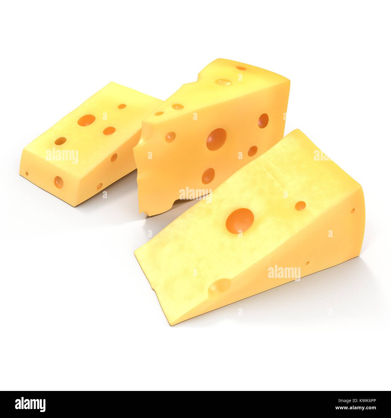 A wedge of cheese with holes on white. 3D illustration Stock Photo Alamy