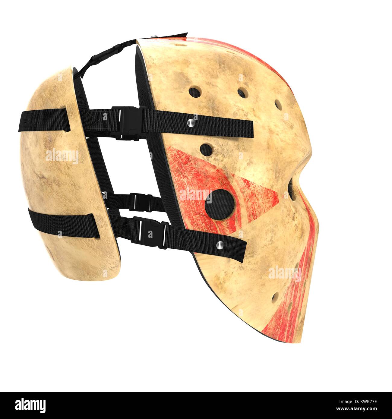 vintage hockey mask on white. Side view. 3D illustration Stock Photo - Alamy
