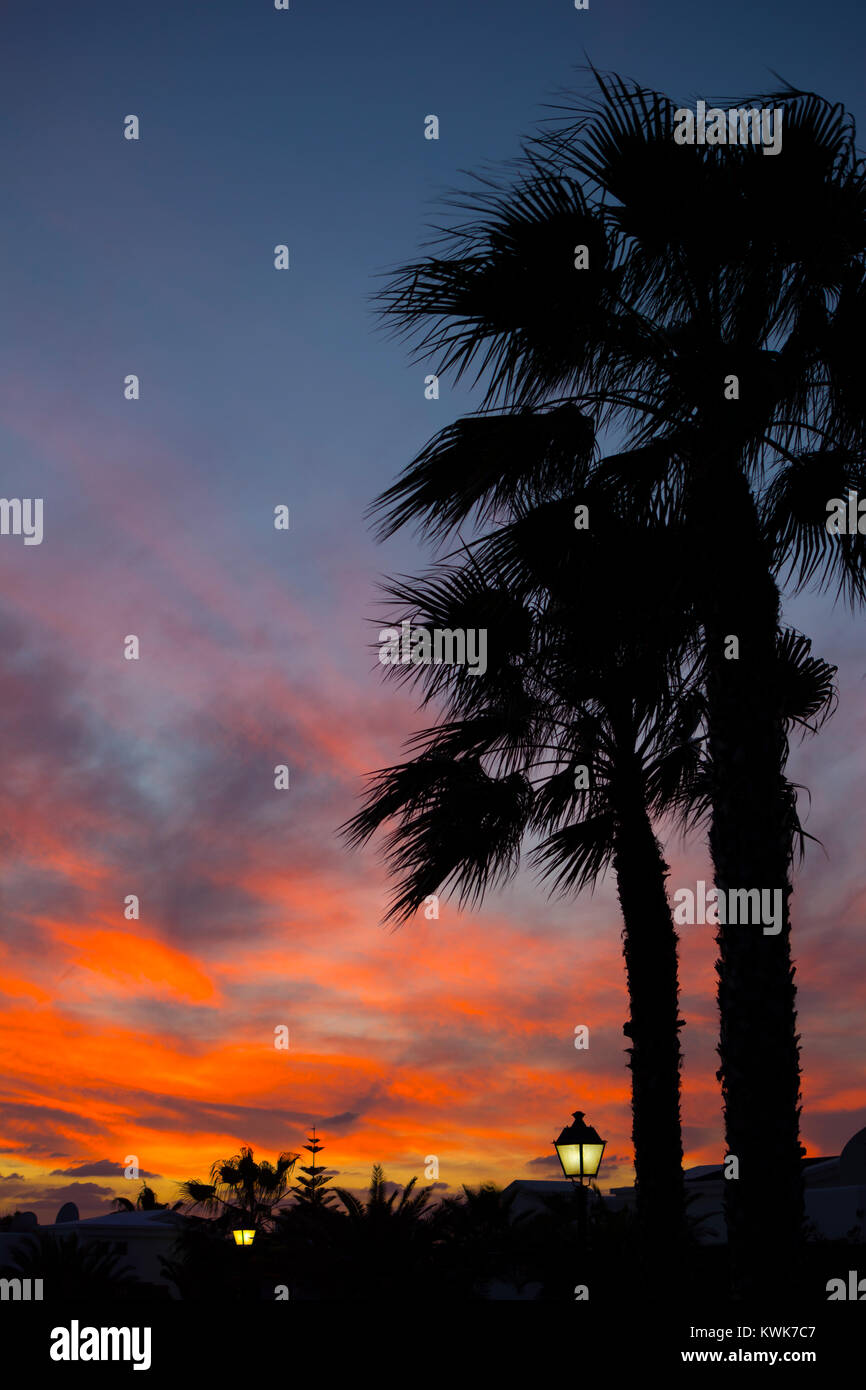 Lanzarote sunset, Canary Islands, Spain. Stock Photo