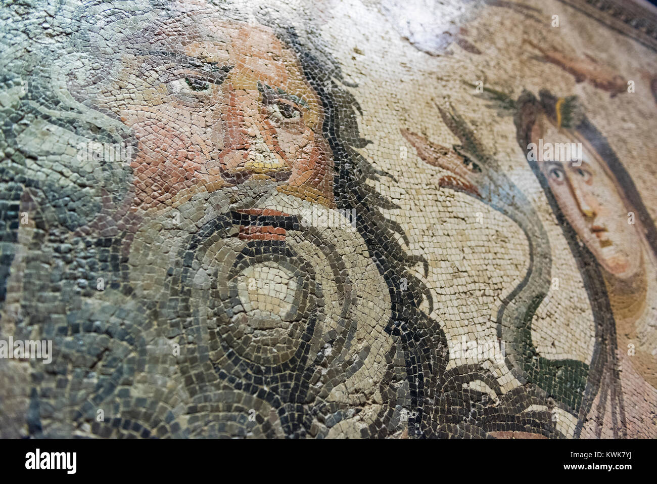 GAZIANTEP, TURKEY - DECEMBER, 15 2017: Zeugma Mosaic  Museum,one of the largest mosaic collection in the world. Stock Photo
