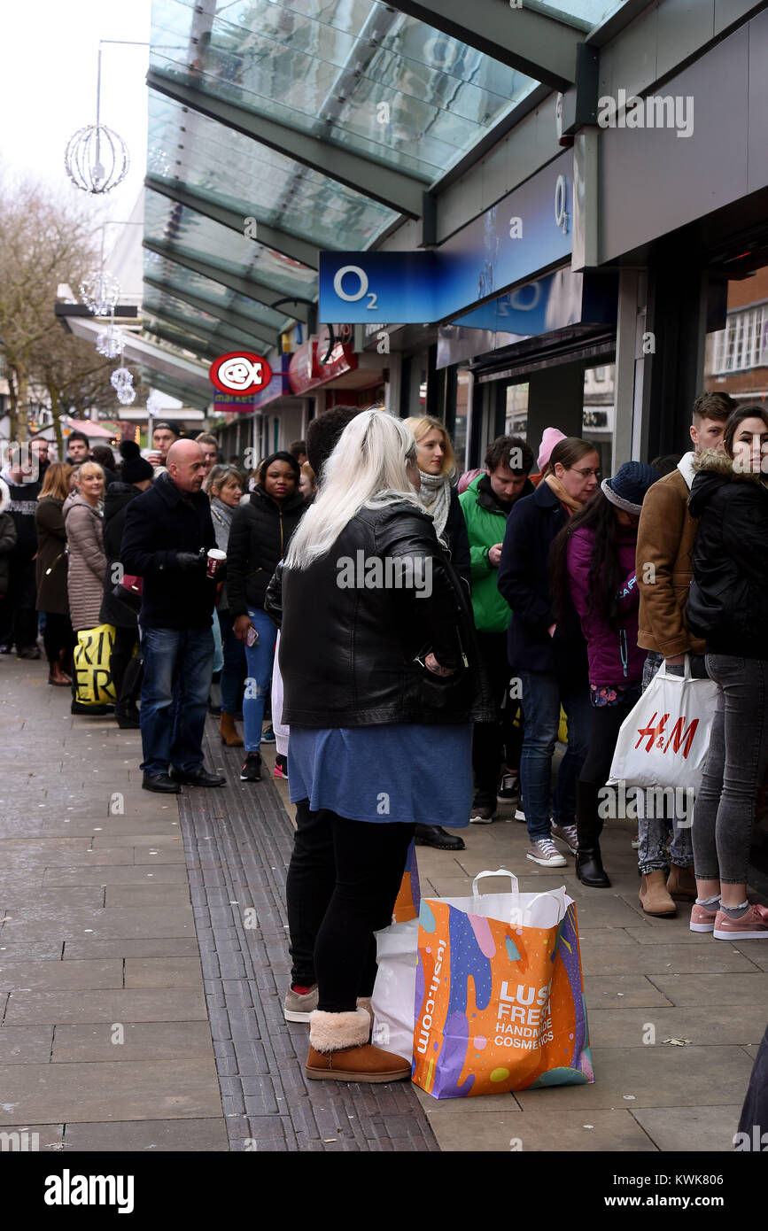 Christmas shopping, Christmas sales, Boxing Day Sales, Topshop, Next, M&S,  Lush Cosmetics , Sale signs. Swansea and Cardiff Stock Photo - Alamy