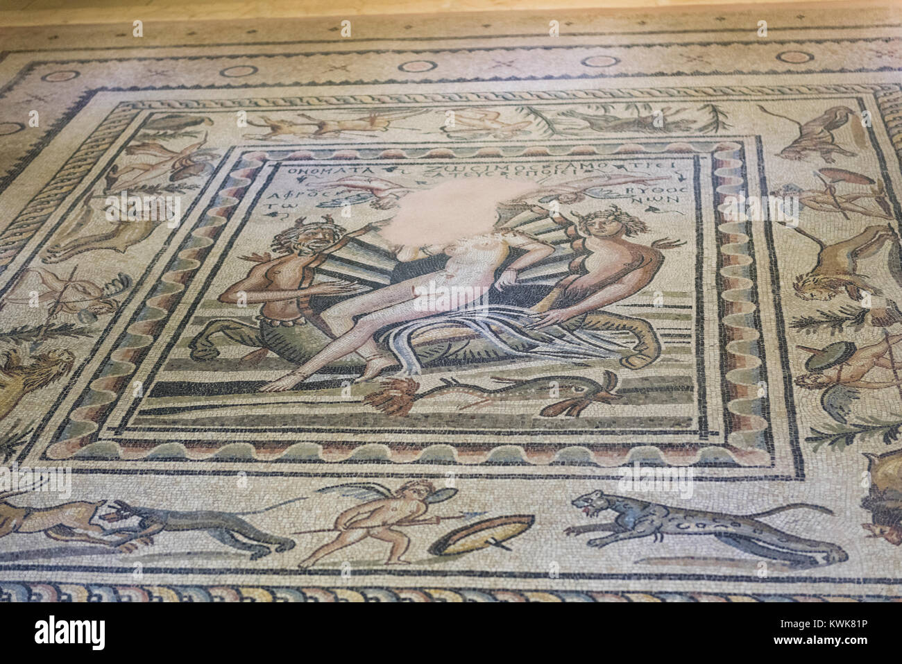 GAZIANTEP, TURKEY - DECEMBER, 15 2017: Zeugma Mosaic  Museum,one of the largest mosaic collection in the world. Stock Photo