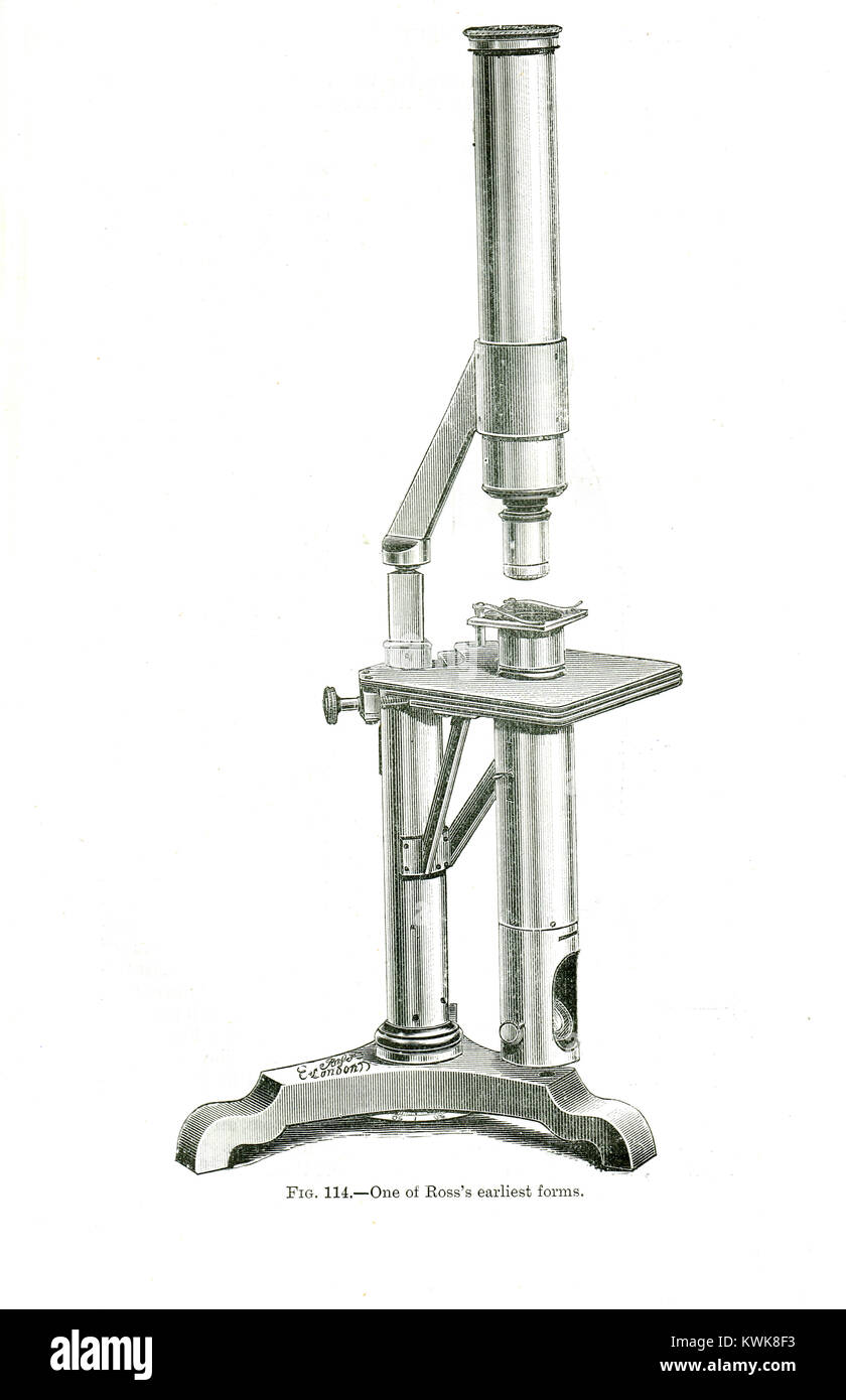 Andrew Ross, early microscope, circa 1830s Stock Photo
