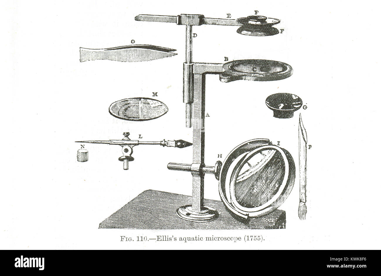 John Ellis's Aquatic Microscope, 1755 Stock Photo