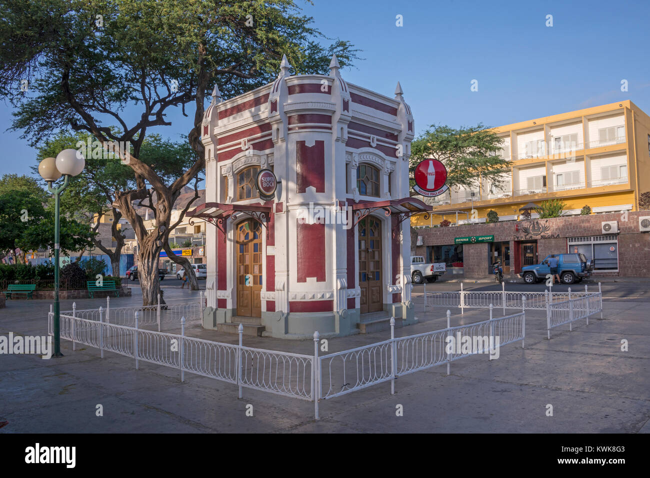 Kiosk Bar In The New Square Of The City Of Mindelo Island Of San Vicente Cape Verde Stock Photo Alamy
