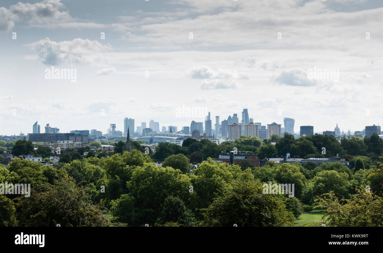 View of London Skyline from Primrose Hill, Camden, London, England, UK Stock Photo